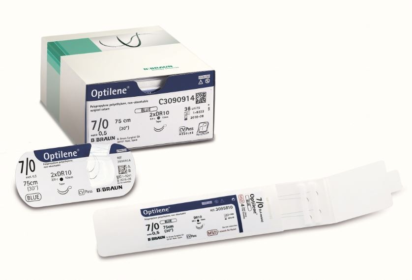 Optilene fir monofilament 7/0, 2xHR10, 75 CM 75 cm Dublu armat, ace rotunde 1/2 7/0 (0.5) 10 mm